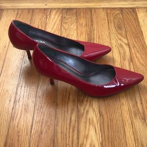 Red patent leather pumps 3” heel